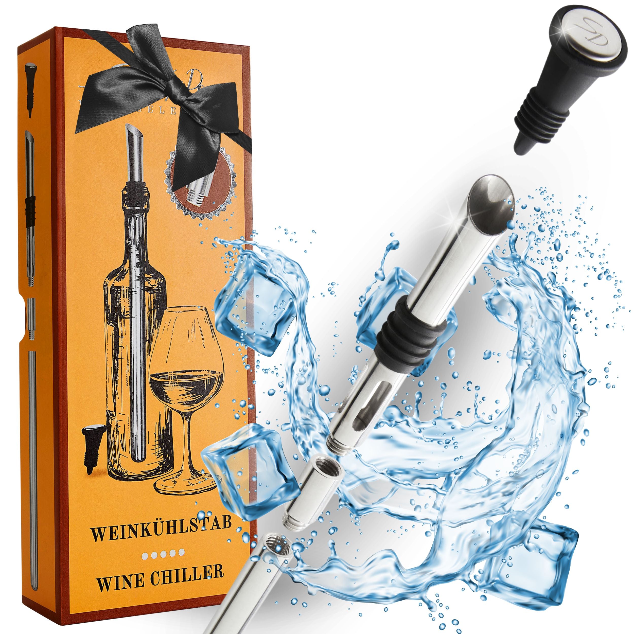 Weinkühlstab-Set mit Edelstahl-Ausgießer