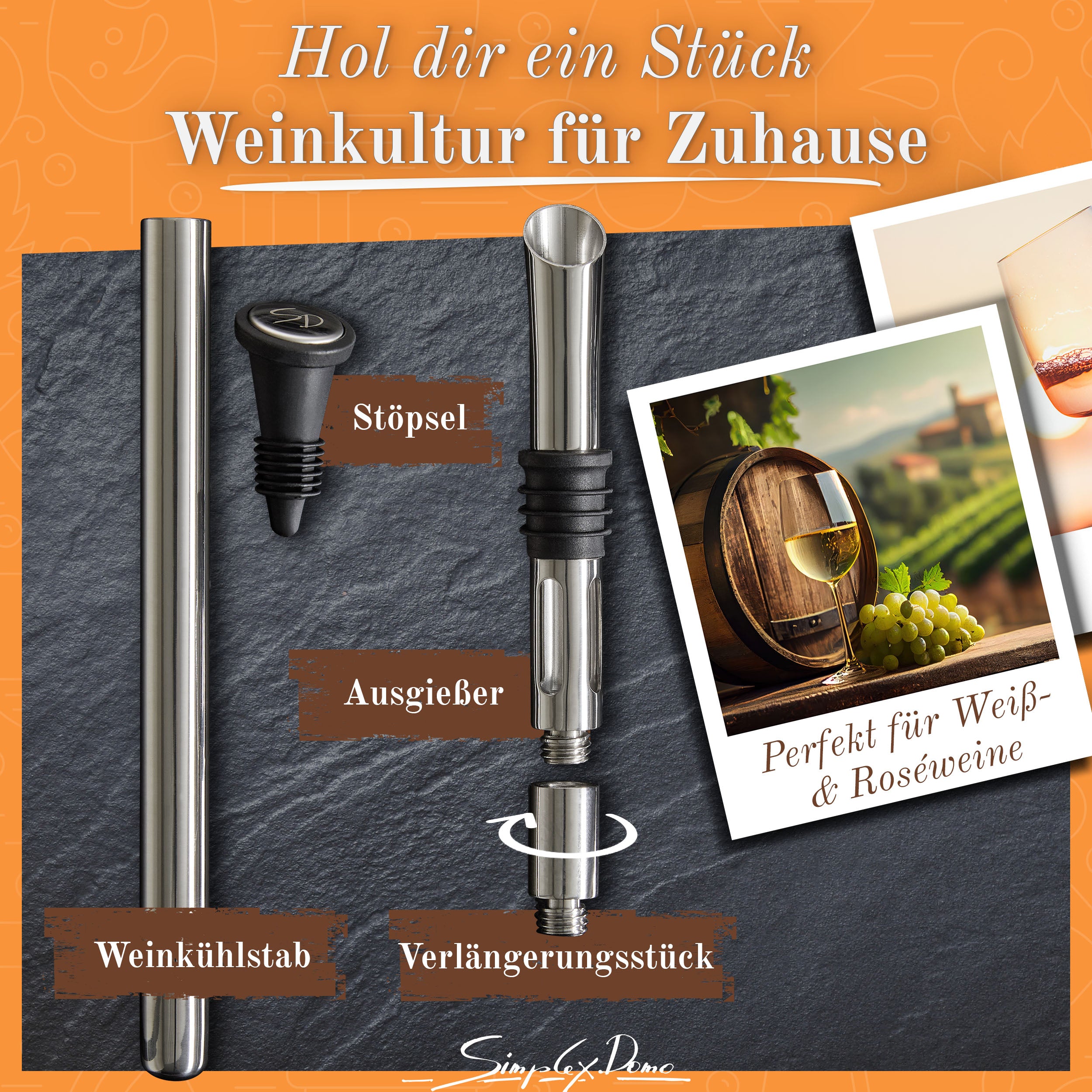 Weinkühlstab-Set mit Edelstahl-Ausgießer