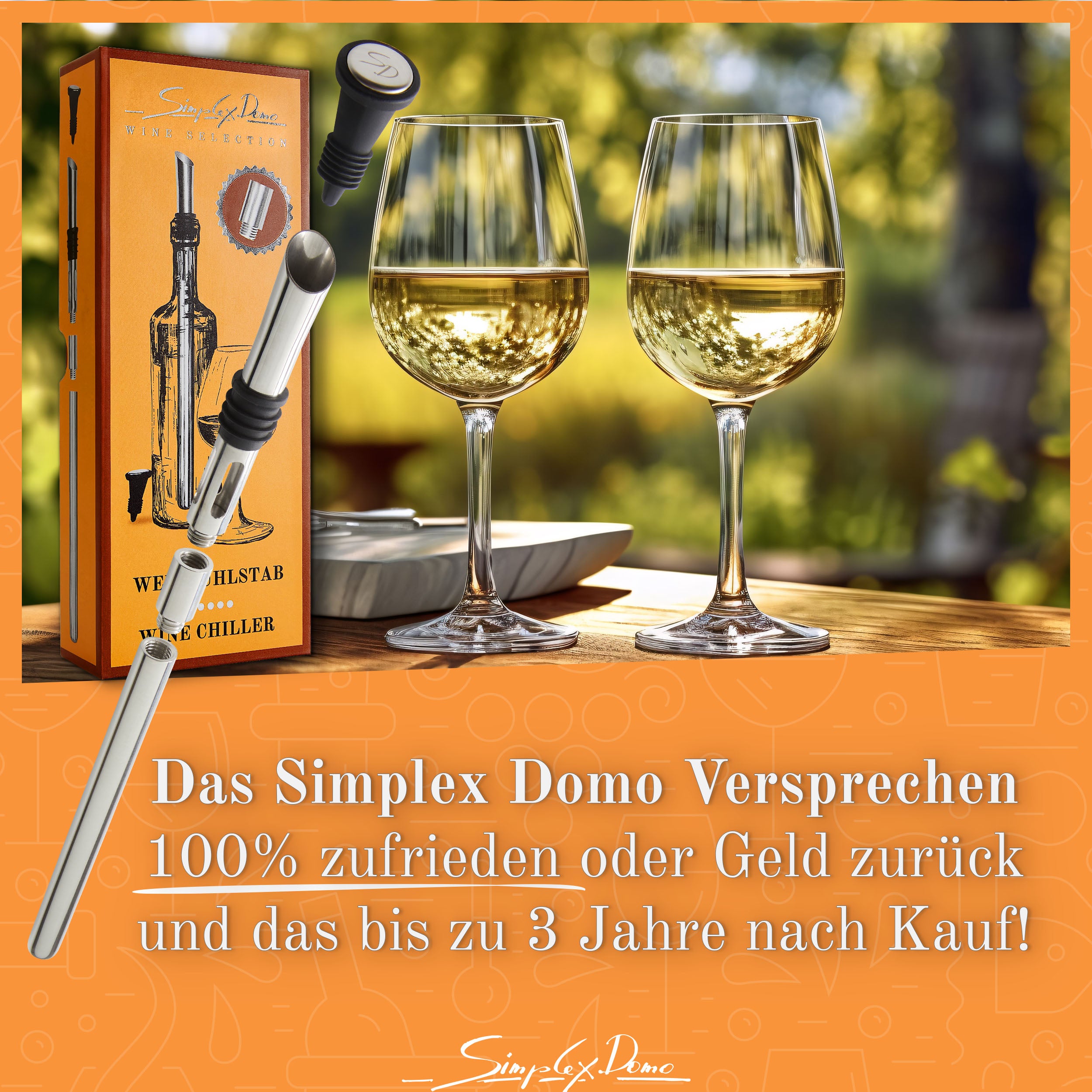 Weinkühlstab-Set mit Edelstahl-Ausgießer