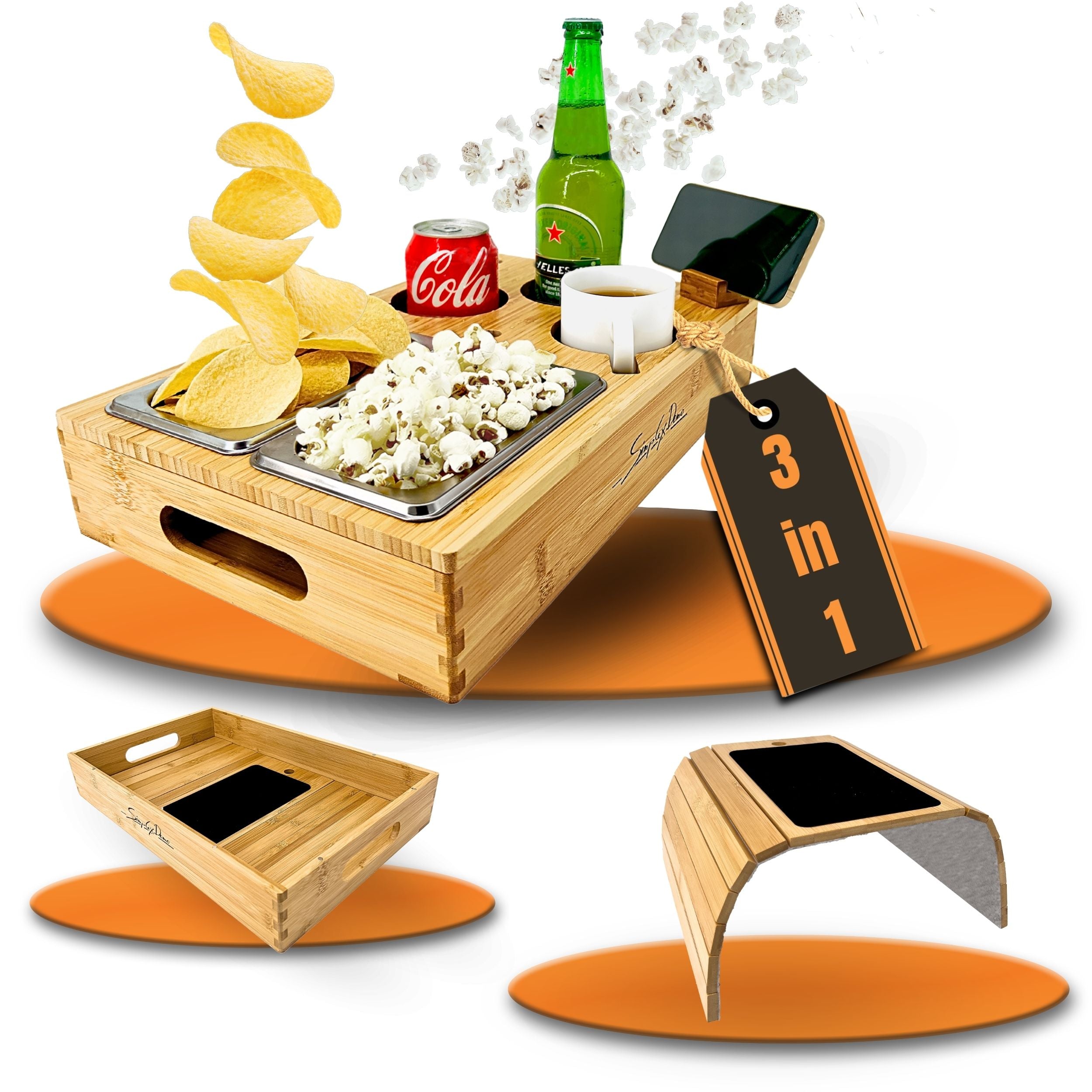 Couchbar mit Getränkehalter und Snackbox