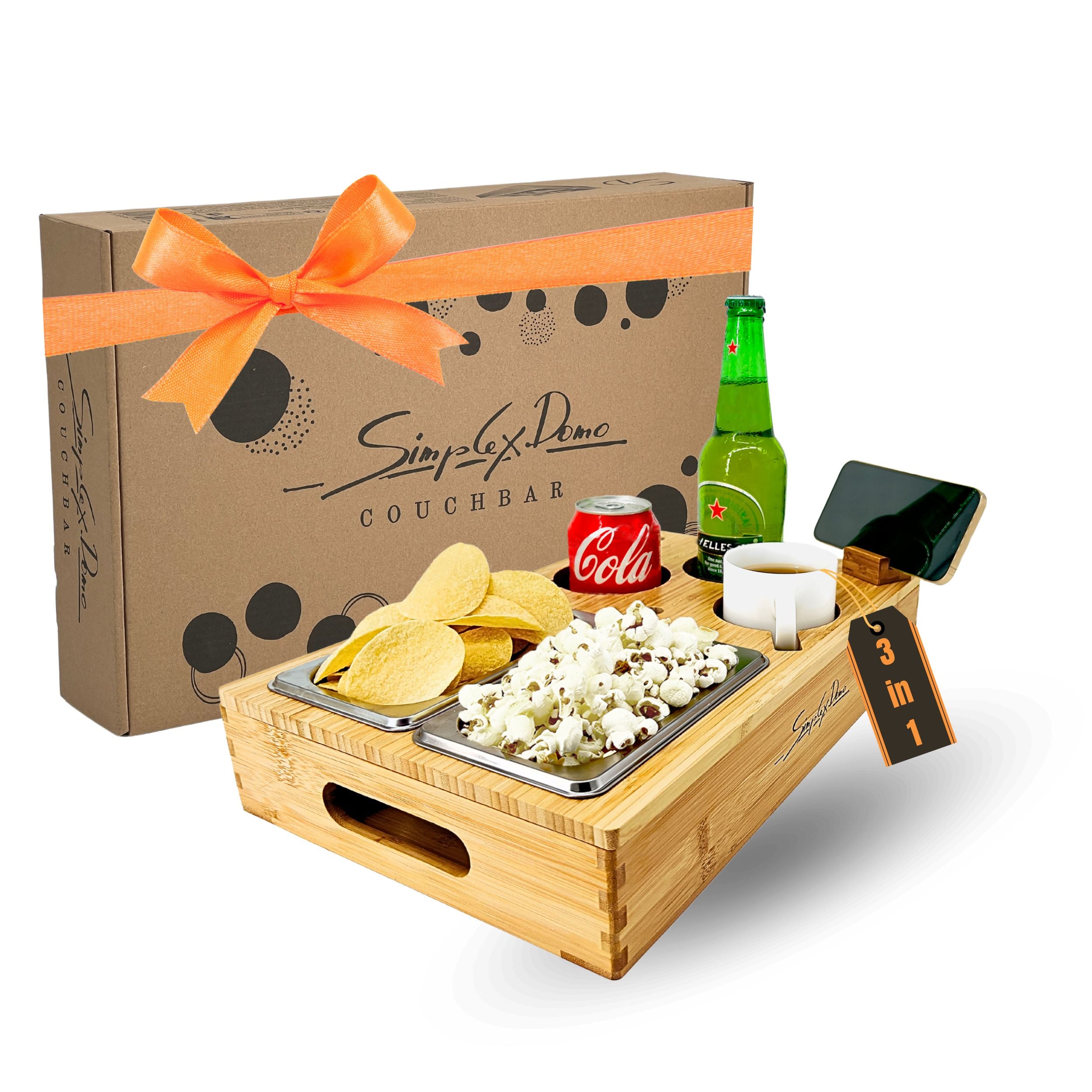 Couchbar mit Getränkehalter und Snackbox
