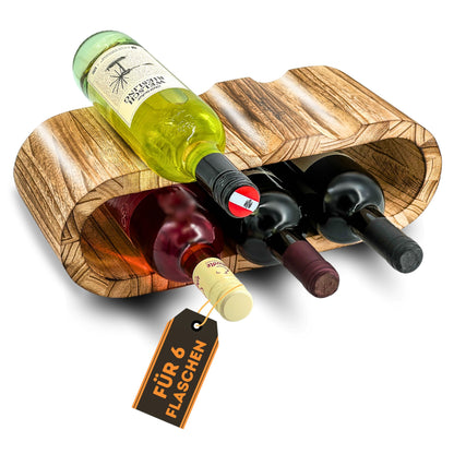 Rustikales Weinregal für 6 Flaschen