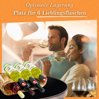 Rustikales Weinregal für 6 Flaschen