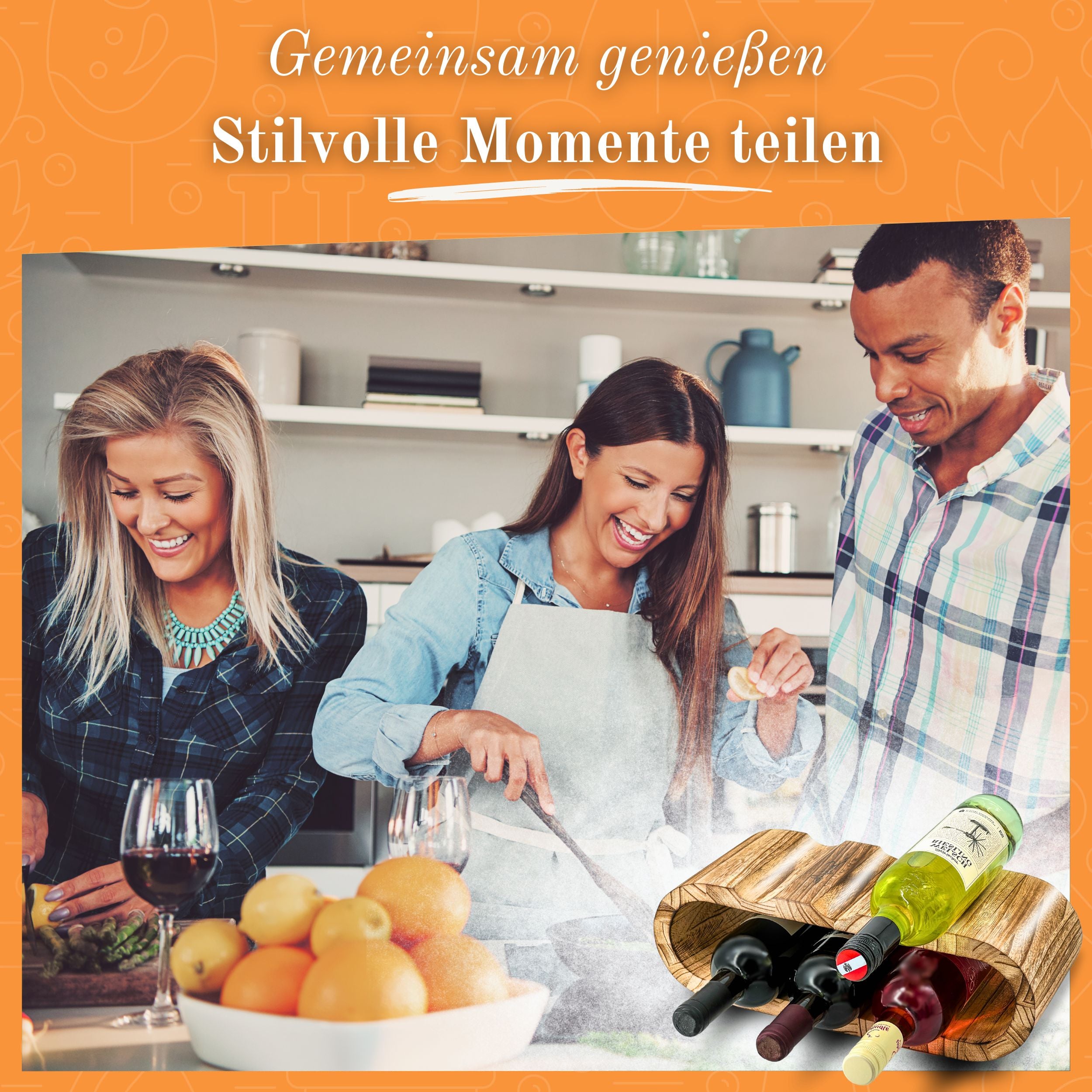 Rustikales Weinregal für 6 Flaschen